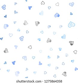 Light BLUE vector seamless cover with Shining hearts. Beautiful colored illustration with hearts in celebration style. Pattern for marriage gifts, congratulations.