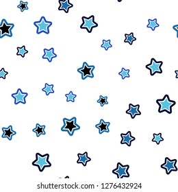 Light BLUE vector seamless cover with small and big stars. Decorative shining illustration with stars on abstract template. Template for business cards, websites.
