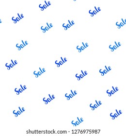 Light BLUE vector seamless cover with symbols of sales. Gradient illustration with discount signs on white backdrop. Design for business ads, commercials.