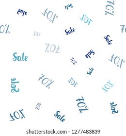 Light BLUE vector seamless cover with symbols of 70 % sales. Shining colorful illustration with isolated selling prices. Backdrop for ads, leaflets of Black Friday.