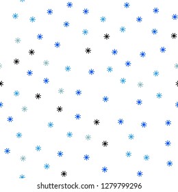 Light Blue vector seamless cover with beautiful snowflakes. Glitter abstract illustration with crystals of ice. Template for business cards, websites.