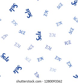 Light BLUE vector seamless cover with symbols of 30, 40, 50 % sales. Colorful set of  percentage signs in simple style. Backdrop for mega promotions, discounts.