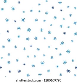 Light BLUE vector seamless cover with beautiful snowflakes. Colorful snowflakes with gradient on abstract background. Pattern for trendy fabric, wallpapers.
