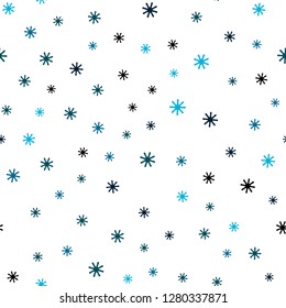 Light BLUE vector seamless cover with beautiful snowflakes. Glitter abstract illustration with crystals of ice. Pattern for trendy fabric, wallpapers.