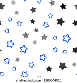Light BLUE vector seamless cover with small and big stars. Blurred decorative design in simple style with stars. Pattern for design of fabric, wallpapers.