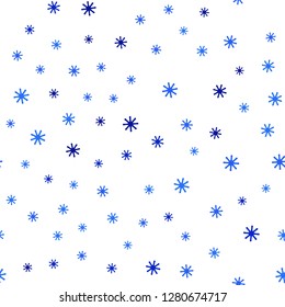 Light BLUE vector seamless cover with beautiful snowflakes. Shining colorful illustration with snow in christmas style. Design for wallpaper, fabric makers.