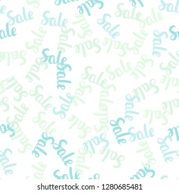 Light BLUE vector seamless cover with symbols of 70, 90 % sales. Shining colorful illustration with isolated selling prices. Backdrop for ads, leaflets of Black Friday.