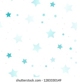 Light BLUE vector seamless cover with small and big stars. Stars on blurred abstract background with gradient. The pattern can be used for websites.