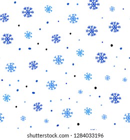 Light BLUE vector seamless cover with beautiful snowflakes. Modern geometrical abstract illustration with snowflakes. Trendy design for wallpaper, fabric makers.