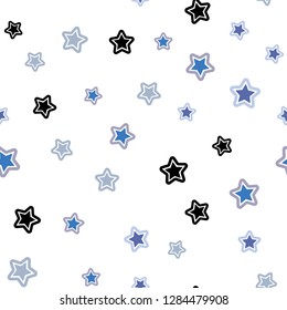 Light BLUE vector seamless cover with small and big stars. Modern geometrical abstract illustration with stars. Design for wallpaper, fabric makers.
