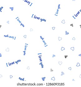 Light BLUE vector seamless cover with Shining hearts. Hearts on blurred abstract background with colorful gradient. Pattern for carnival, festival romantic leaflets.