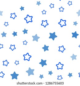 Light BLUE vector seamless cover with small and big stars. Modern geometrical abstract illustration with stars. Template for business cards, websites.