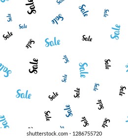 Light BLUE vector seamless cover with symbols of sales. Shining colorful illustration with isolated selling prices. Pattern for ads, posters, banners of sales.