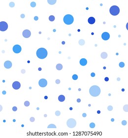 Light BLUE vector seamless cover with spots. Illustration with set of shining colorful abstract circles. Template for business cards, websites.