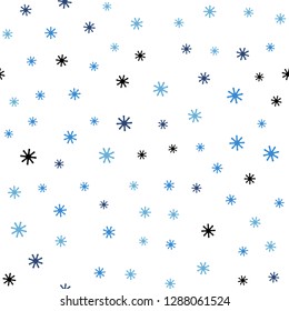 Light BLUE vector seamless cover with beautiful snowflakes. Shining colorful illustration with snow in christmas style. Template for business cards, websites.