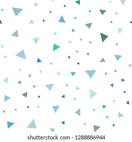 Light BLUE vector seamless cover in polygonal style. Illustration with set of colorful triangles. The template can be used as a background.