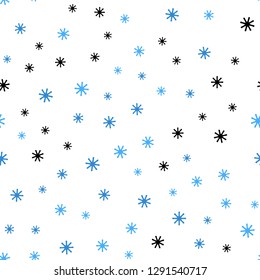 Light BLUE vector seamless cover with beautiful snowflakes. Shining colorful illustration with snow in christmas style. Design for textile, fabric, wallpapers.