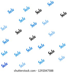 Light BLUE vector seamless cover with symbols of sales. Illustration with signs of sales on abstract template. Backdrop for mega promotions, discounts.