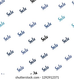 Light BLUE vector seamless cover with symbols of sales. Shining colorful illustration with isolated selling prices. Pattern for ads, posters, banners of sales.