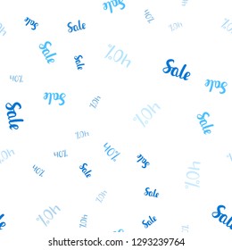 Light BLUE vector seamless cover with symbols of 40 % sales. Gradient illustration with discount signs on white backdrop. Pattern for ads, posters, banners of sales.