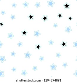 Light BLUE vector seamless cover with small and big stars. Modern geometrical abstract illustration with stars. Texture for window blinds, curtains.