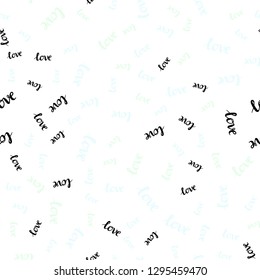 Light BLUE vector seamless cover with quote LOVE YOU. Illustration with phrase LOVE YOU for valentine's day. Design for textile, fabric, wallpapers.