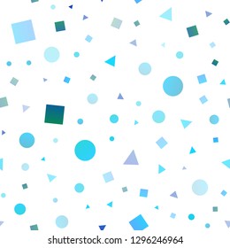 Light BLUE vector seamless cover in polygonal style with circles. Abstract gradient illustration with circles, triangles, cubes. Trendy design for wallpaper, fabric makers.