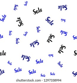 Light BLUE vector seamless cover with symbols of sales. Shining colorful illustration with isolated selling prices. Backdrop for mega promotions, discounts.