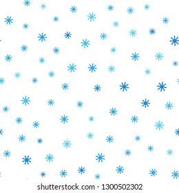 Light BLUE vector seamless cover with beautiful snowflakes. Glitter abstract illustration with crystals of ice. Pattern for trendy fabric, wallpapers.