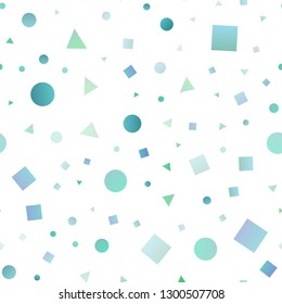 Light BLUE vector seamless cover in polygonal style with circles. Decorative design in abstract style with lines, dots, cubes. Template for business cards, websites.