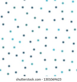 Light BLUE vector seamless cover with beautiful snowflakes. Shining colorful illustration with snow on abstract template. Design for wallpaper, fabric makers.