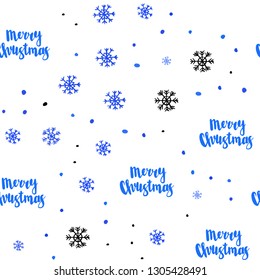 Light BLUE vector seamless cover with beautiful snowflakes. Shining colorful illustration with snow on abstract template. Design for textile, fabric, wallpapers.