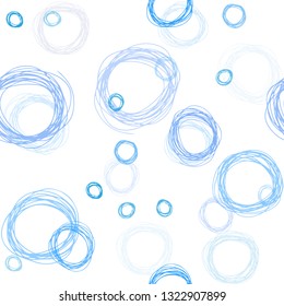 Light BLUE vector seamless cover with spots. Illustration with set of shining colorful abstract circles. Pattern for design of fabric, wallpapers.