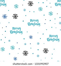 Light BLUE vector seamless cover with beautiful snowflakes. Colorful snowflakes with gradient on abstract background. Pattern for design of window blinds, curtains.