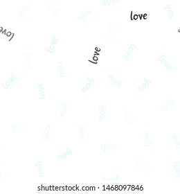 Light BLUE vector seamless cover with quote LOVE YOU. Colorful illustration with quote LOVE YOU in celebration style. Texture for window blinds, curtains.