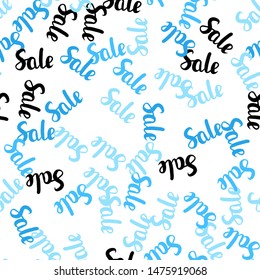 Light BLUE vector seamless cover with symbols of 70, 90 % sales. Shining colorful illustration with isolated selling prices. Template for season sales, shopping ads.