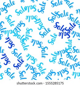 Light BLUE vector seamless cover with symbols of 70, 90 % sales. Shining colorful illustration with isolated selling prices. Pattern for ads, posters, banners of sales.