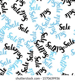 Light BLUE vector seamless cover with symbols of 70, 90 % sales. Colored words of sales with gradient on white background. Backdrop for ads, leaflets of Black Friday.