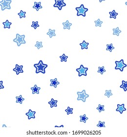 Tapa transparente vectorial AZUL claro con estrellas pequeñas y grandes. Decoración borrosa de estilo sencillo con estrellas. Textura para persianas, cortinas.