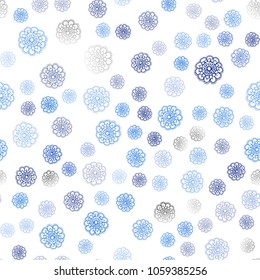Light BLUE vector seamless doodle blurred pattern. Shining colored illustration with flowers in doodle style. Completely new design for your business.