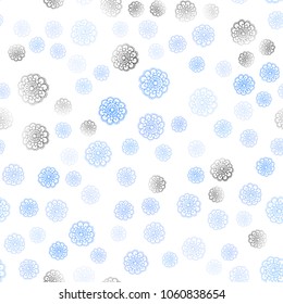 Light BLUE vector seamless doodle blurred texture. Flowers on blurred abstract background with gradient. Hand painted design for web, wrapping, wallpaper.