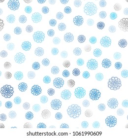 Light BLUE vector seamless doodle bright background. An elegant bright illustration with flowers in Natural style. Completely new design for your business.