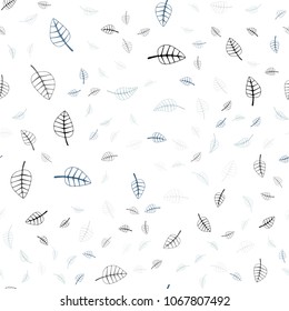 Light BLUE vector seamless  doodle blurred template. Blurred decorative design in Indian style with leaves. The textured pattern can be used for website.