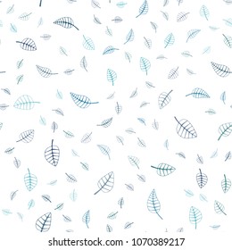 Light BLUE vector seamless  doodle blurred background. Blurred decorative design in Indian style with leaves. Completely new template for your brand book.