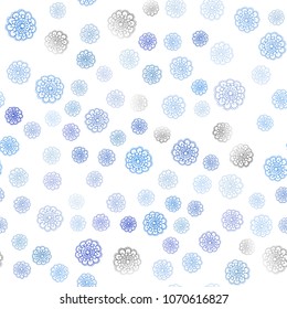 Light BLUE vector seamless doodle blurred texture. Colorful illustration in doodle style with flowers. Template for backgrounds of cell phones.