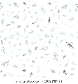 Light BLUE vector seamless  doodle blurred pattern. New colorful illustration in doodle style with leaves. Hand painted design for web, wrapping, wallpaper.