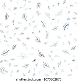 Light BLUE vector seamless  doodle bright layout. Colorful illustration in doodle style with leaves. Completely new template for your brand book.