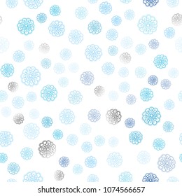 Light BLUE vector seamless doodle bright layout. Glitter abstract illustration with doodles and flowers. Elegant pattern for a brand book.