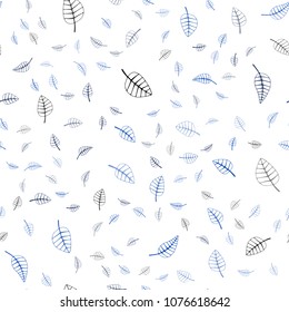 Light BLUE vector seamless  doodle blurred pattern. Colorful abstract illustration with leaves in doodle style. Pattern for wallpapers and coloring books.