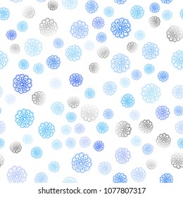 Light BLUE vector seamless doodle blurred texture. New colorful illustration in doodle style with flowers. Brand-new style for your business design.